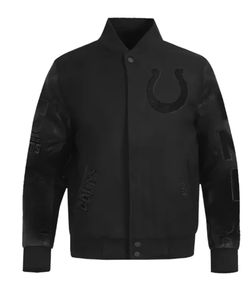 Indianapolis Colts Triple Black Varsity Wool-Leather Jacket