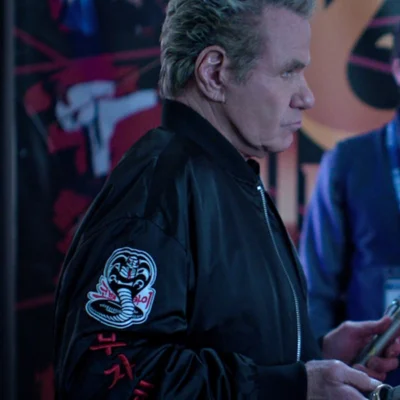 John Kreese Cobra Kai S06 Black Bomber Jacket