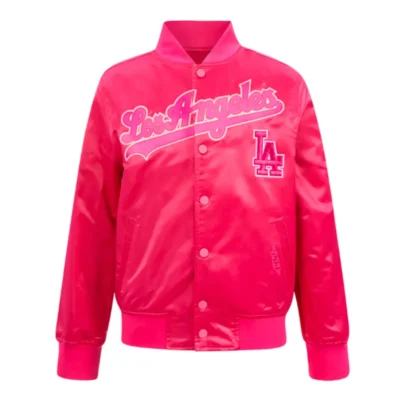 LA Dodgers Triple Pink Satin Jacket