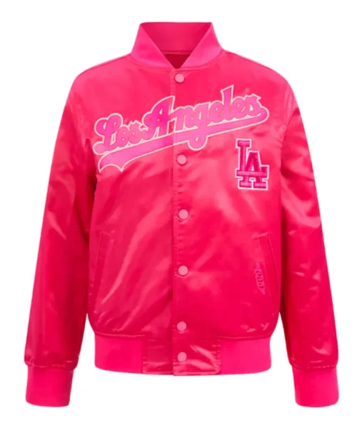 LA Dodgers Triple Pink Satin Jacket