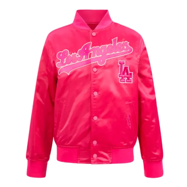 LA Dodgers Triple Pink Satin Jacket