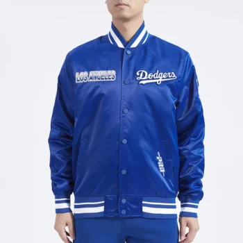 LA Dodgers Turn It Up M Classic Rib Royal Satin Jacket