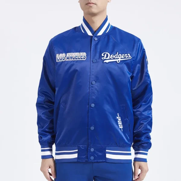 LA Dodgers Turn It Up M Classic Rib Royal Satin Jacket