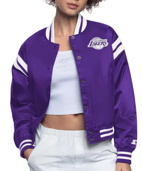 LA Lakers Purple Full Count Satin Jacket