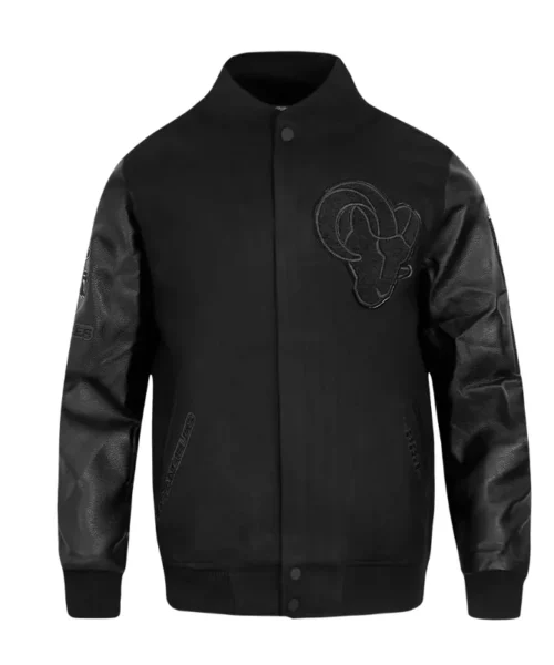 LA Rams Triple Black Varsity Wool-Leather Jacket