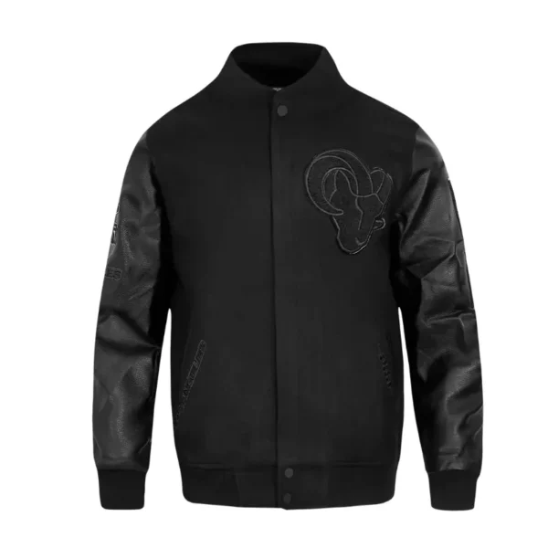LA Rams Triple Black Varsity Wool-Leather Jacket