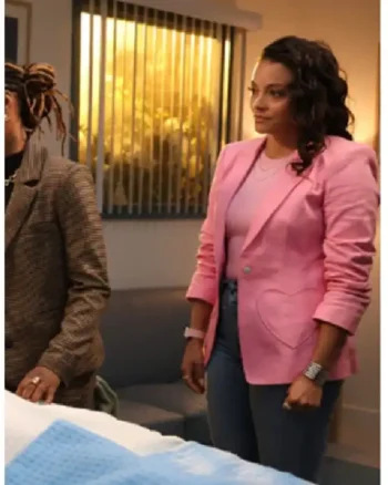 Lacey Quinn Found S02 Pink Heart Embroidered Blazer