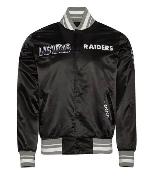 Las Vegas Raiders Turn It Up M Classic Rib Black Satin Jacket