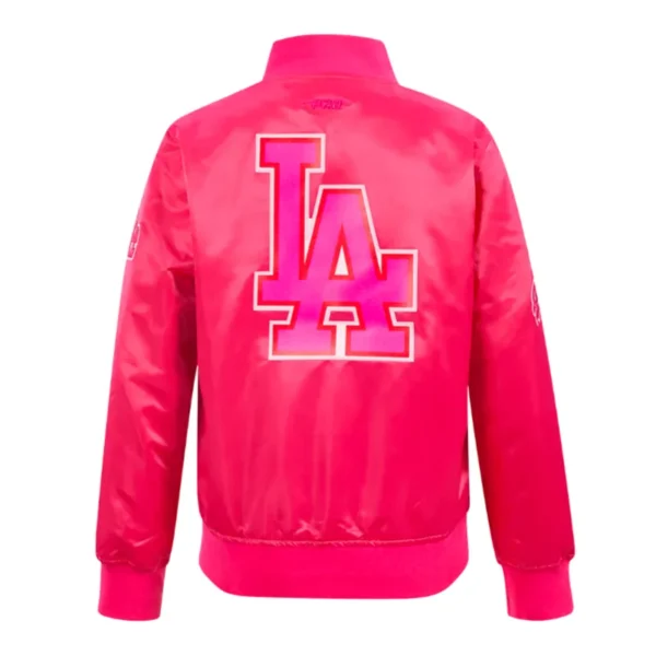 LA Dodgers Triple Pink Satin Jacket - Image 2