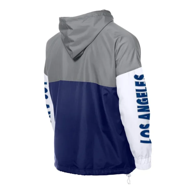 LA Dodgers Color Block Royal-Gray Hoodie Windbreaker - Image 2