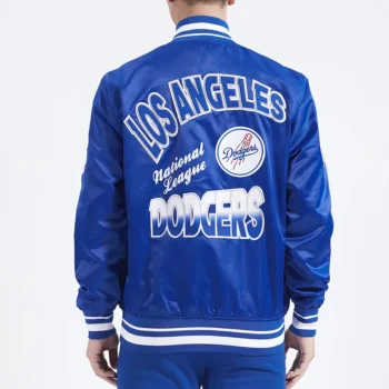 LA Dodgers Turn It Up M Classic Rib Royal Satin Jacket - Image 2