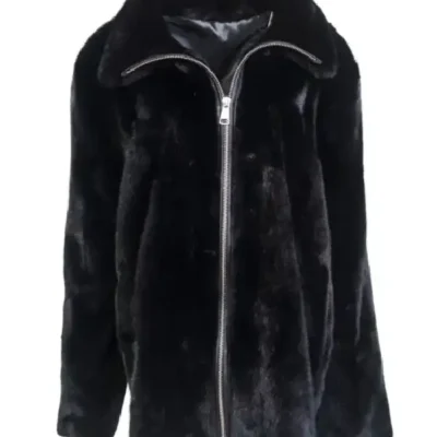 Mens Classic Cut Black Mink Fur Winter Coat