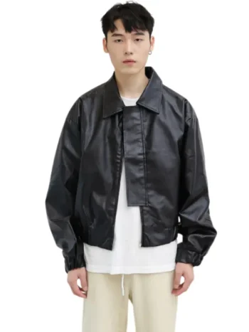 Mens Oversized Leather Flight Bomber Jacket