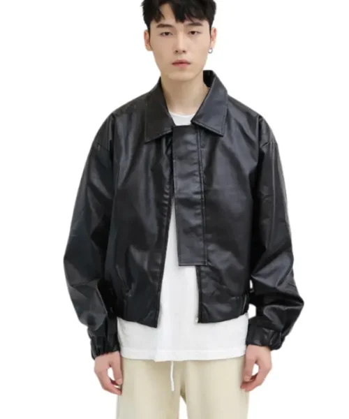 Mens Oversized Leather Flight Bomber Jacket