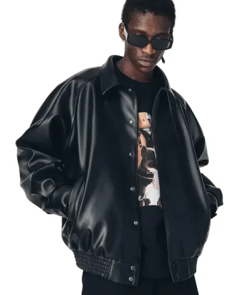 Mens Raglan Sleeve Oversized Leather Jacket