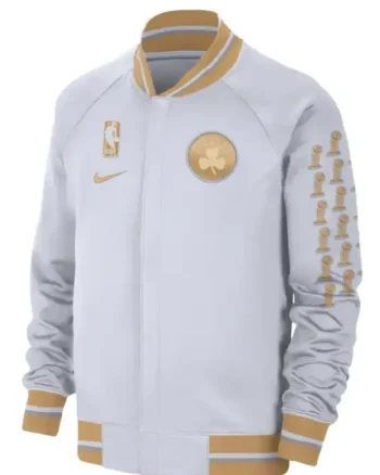 Men’s White/gold Boston Celtics 2024 Chapionship Jacket