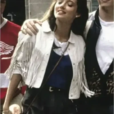 Mia Sara Ferris Bueller’s Day Off White Leather Jacket