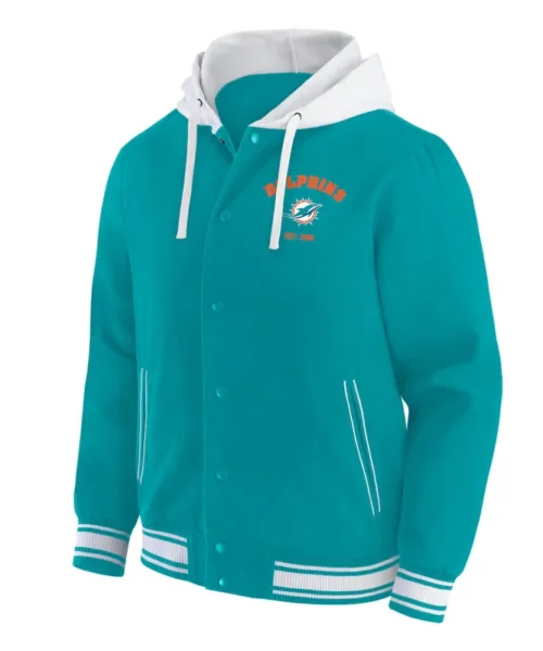 Miami Dolphins Aqua Cotton Hooded Jacket