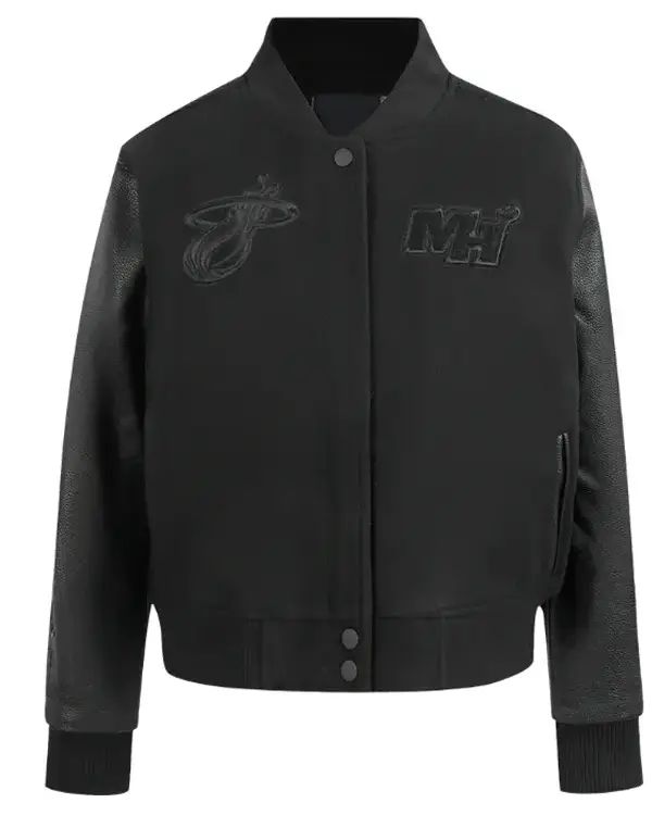 Miami Heat Triple Black Varsity Wool-Leather Jacket