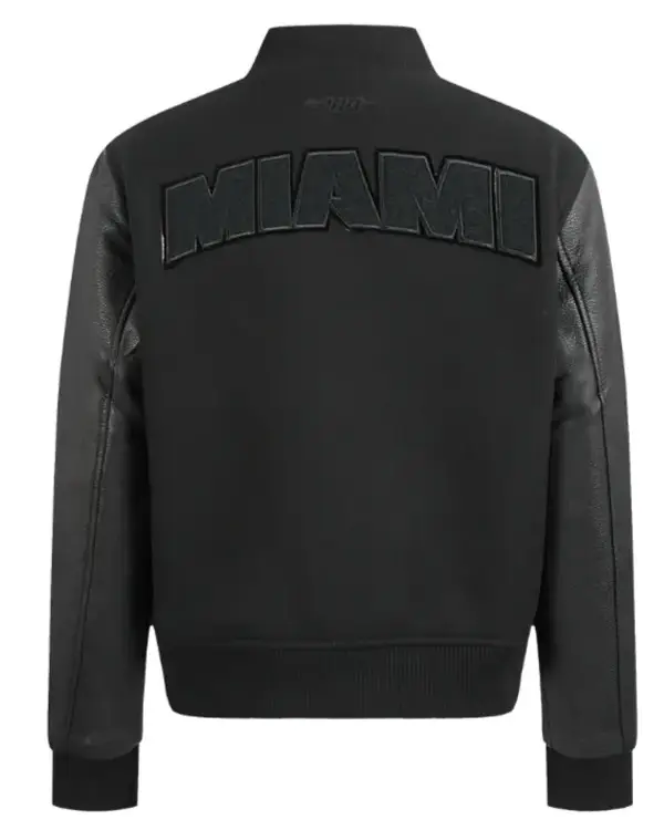 Miami Heat Triple Black Varsity Wool-Leather Jacket sale