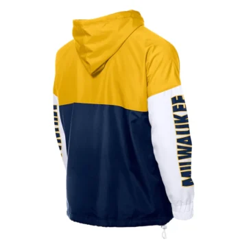 Milwaukee Brewers Color Block Navy-Gold Hoodie Windbreaker - Image 2