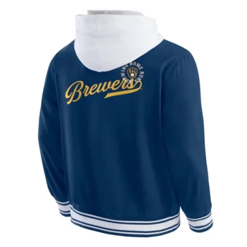 Milwaukee Brewers Navy Cotton Hooded Jacket - Image 2