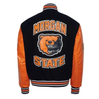 Morgan State University Black and Orange Varsity Jacket - Image 2