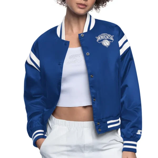 NY Knicks Blue-White Full Count Satin Jacket
