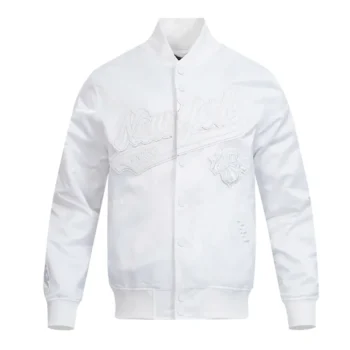 NY Knicks White Out Satin Jacket