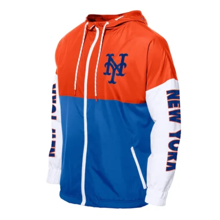 NY Mets Color Block Royal-Orange Hoodie Windbreaker