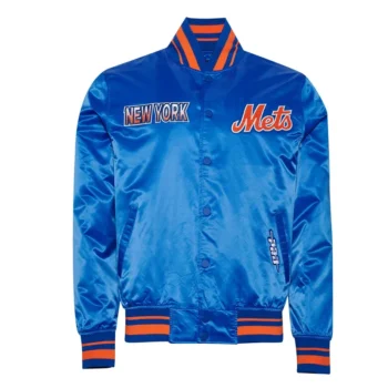 NY Mets Turn It Up M Classic Rib Royal Satin Jacket