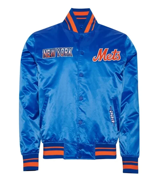NY Mets Turn It Up M Classic Rib Royal Satin Jacket