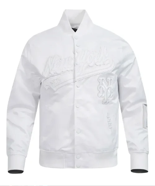 NY Mets White Out Satin Jacket