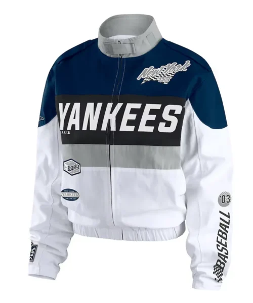 NY Yankees Racing Navy-White Full-Zip Jacket