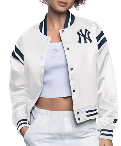 NY Yankees White Full Count Satin Jacket