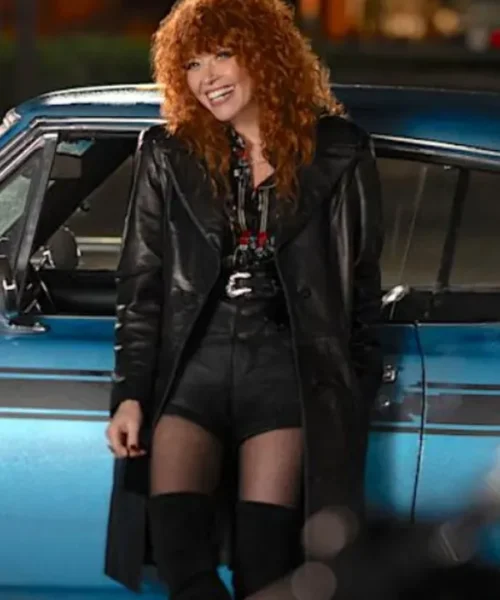 Natasha Lyonne Poker Face Black Leather Coat