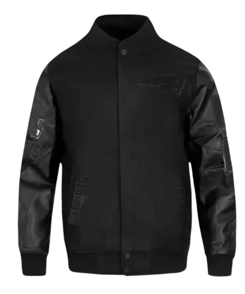 New England Patriots Triple Black Varsity Wool-Leather Jacket
