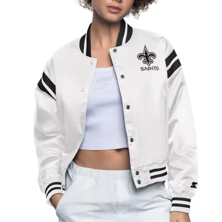 New Orleans Saints White Full Count Satin Jacket