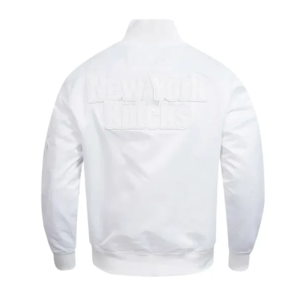 NY Knicks White Out Satin Jacket - Image 2