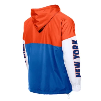 NY Mets Color Block Royal-Orange Hoodie Windbreaker - Image 2