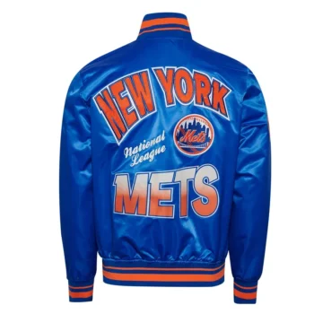 NY Mets Turn It Up M Classic Rib Royal Satin Jacket - Image 2