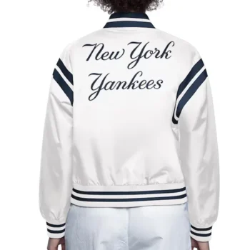 NY Yankees White Full Count Satin Jacket - Image 2