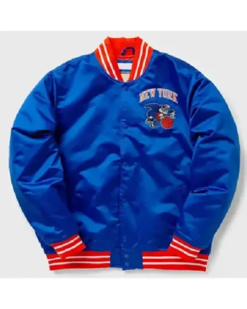 Ny Knicks Heavyweight Blue Satin Jacket