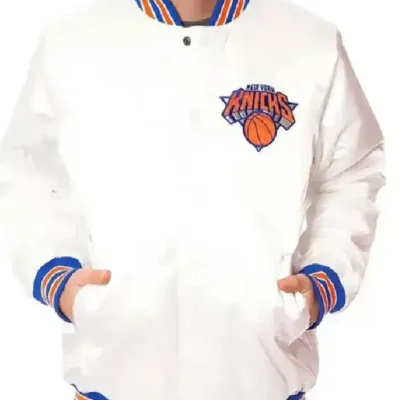 Ny Knicks White Satin Jacket