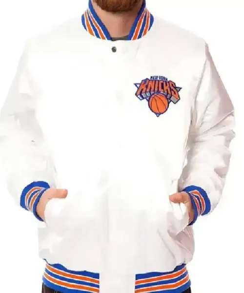 Ny Knicks White Satin Jacket