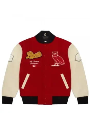 OVO Roots Red and Beige Varsity Jacket