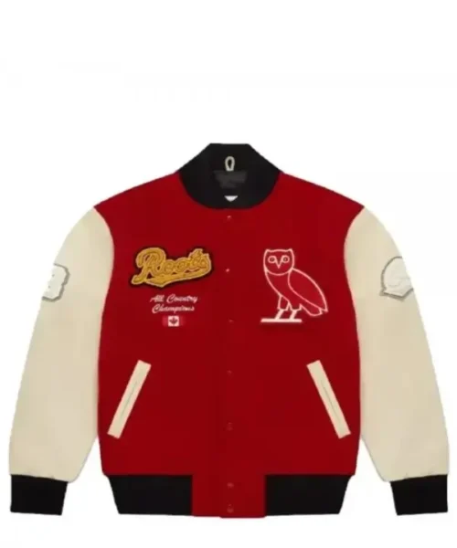 OVO Roots Red and Beige Varsity Jacket