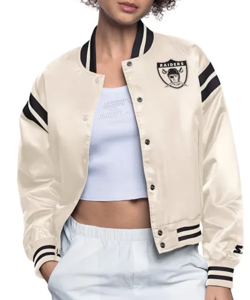 Oakland Raiders Cream Full Count Satin Jacket