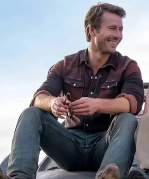 Order Glen Powell Twisters 2024 Movie Tyler Owens Brown Shacket For Sale (1)