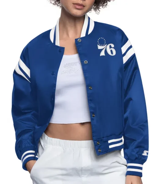 Philadelphia 76ers Blue Full Count Satin Jacket